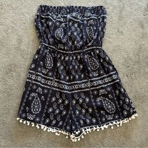 True Destiny Black Bandana Print Romper Jumper Shorts 1 Piece Women's Size M